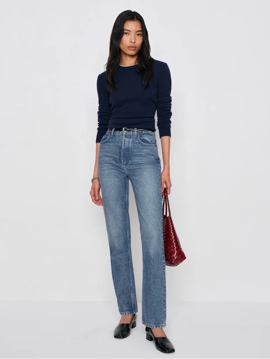 Reformation Cynthia High-Rise Straight Cropped Jeans In Colorado Wash Sz 24